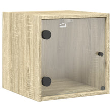 Nachttisch mit Glastür Sonoma-Eiche 35x37x35 cm