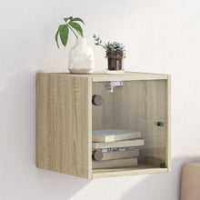 Nachttisch mit Glastür Sonoma-Eiche 35x37x35 cm