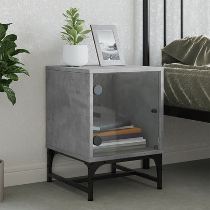 Nachttisch mit Glastür Betongrau 35x37x50 cm