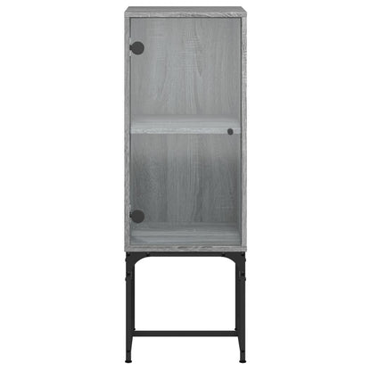 Beistellschrank mit Glastür Grau Sonoma 35x37x100 cm