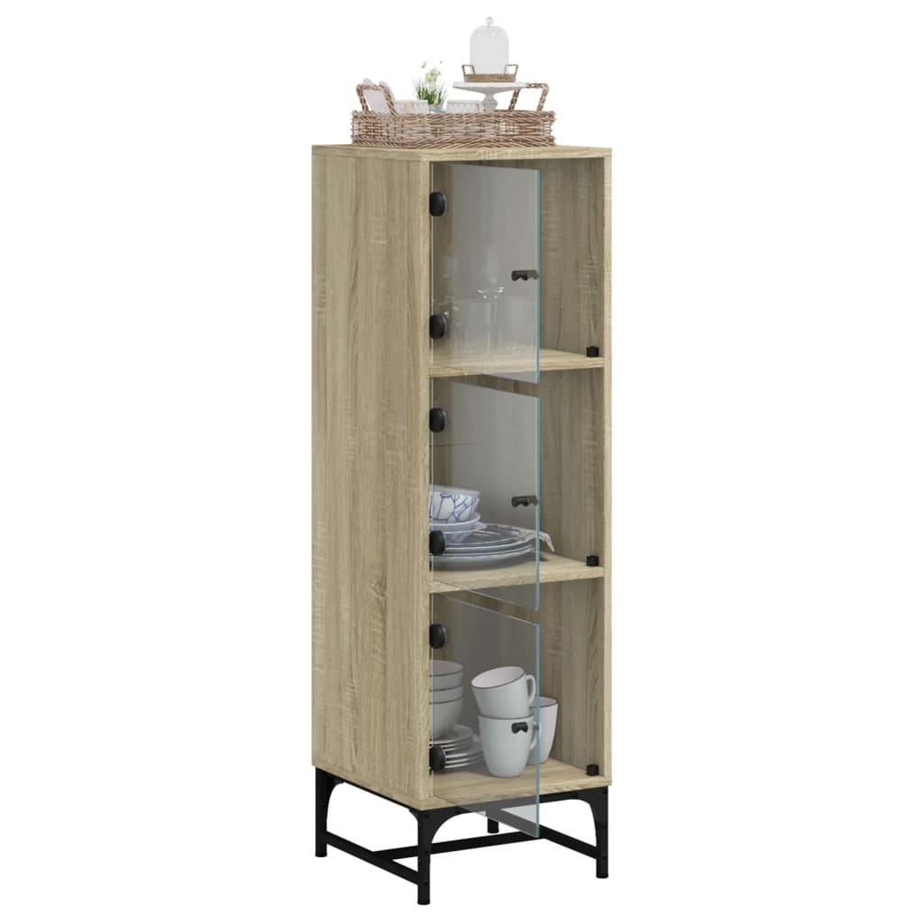 Highboard mit Glastüren Sonoma-Eiche 35x37x120 cm