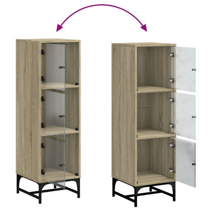 Highboard mit Glastüren Sonoma-Eiche 35x37x120 cm