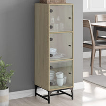 Highboard mit Glastüren Sonoma-Eiche 35x37x120 cm