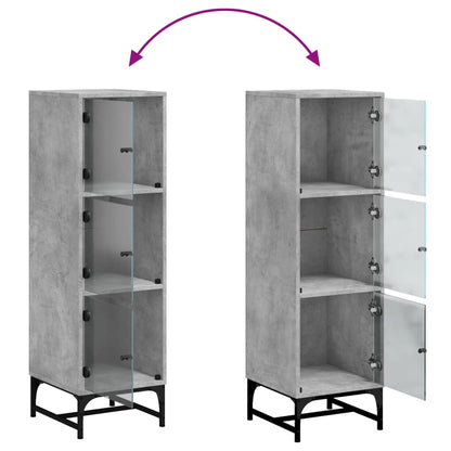 Highboard mit Glastüren Betongrau 35x37x120 cm