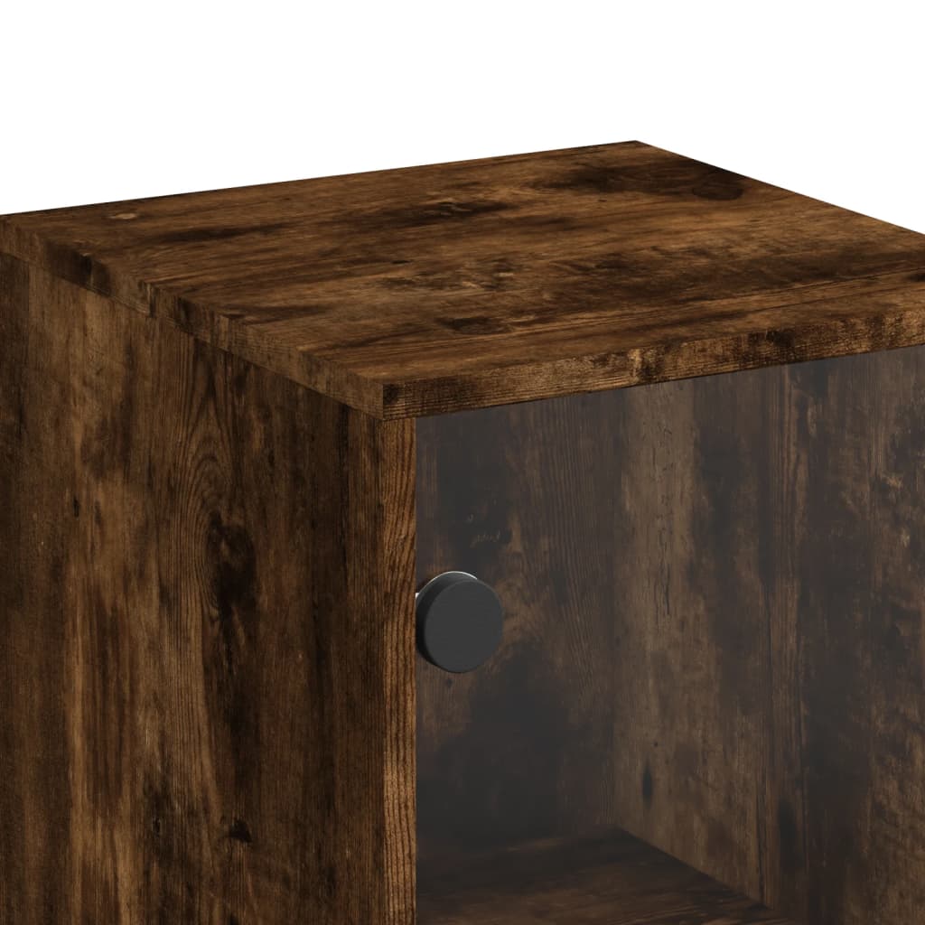 Highboard mit Glastüren Räuchereiche 35x37x120 cm