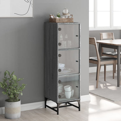 Highboard mit Glastüren Grau Sonoma 35x37x120 cm