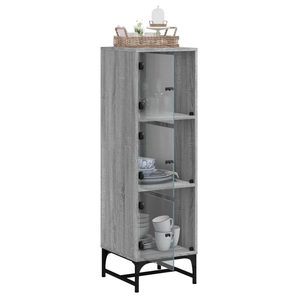 Highboard mit Glastüren Grau Sonoma 35x37x120 cm