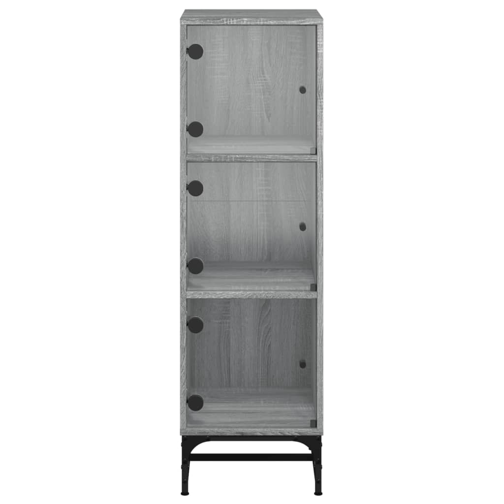 Highboard mit Glastüren Grau Sonoma 35x37x120 cm