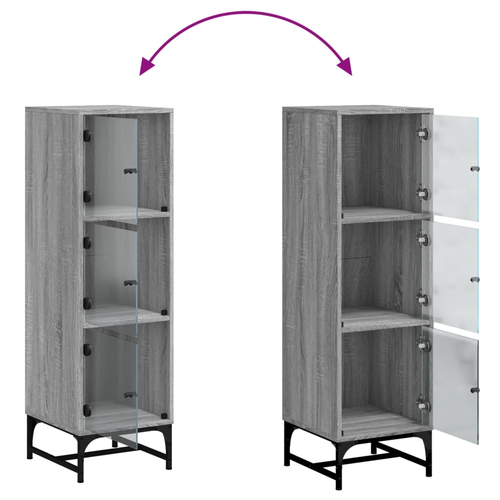 Highboard mit Glastüren Grau Sonoma 35x37x120 cm