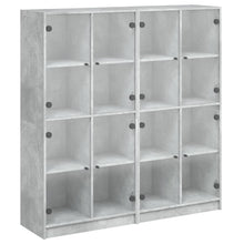 Bücherschrank mit Türen Betongrau 136x37x142 cm Holzwerkstoff