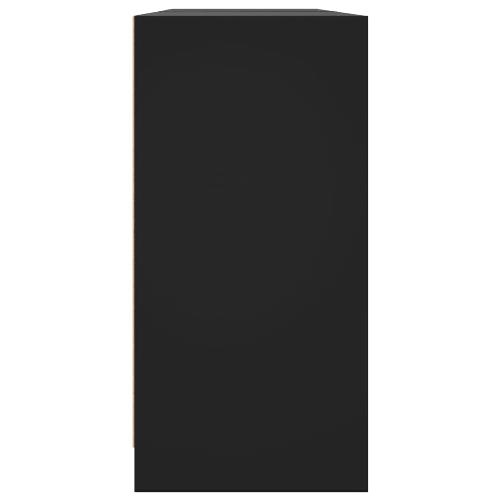 Bücherschrank mit Türen Schwarz 204x37x75 cm Holzwerkstoff