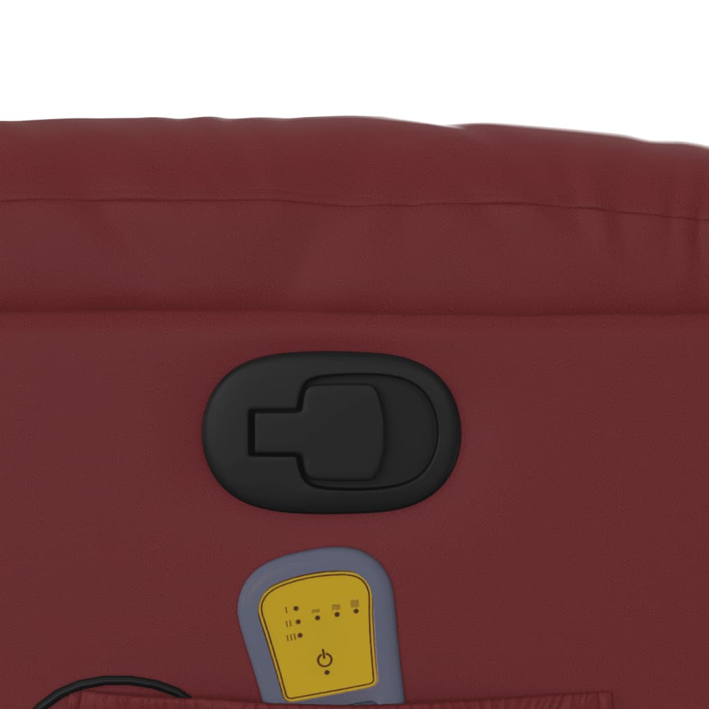 Massagesessel mit Aufstehhilfe Weinrot Kunstleder