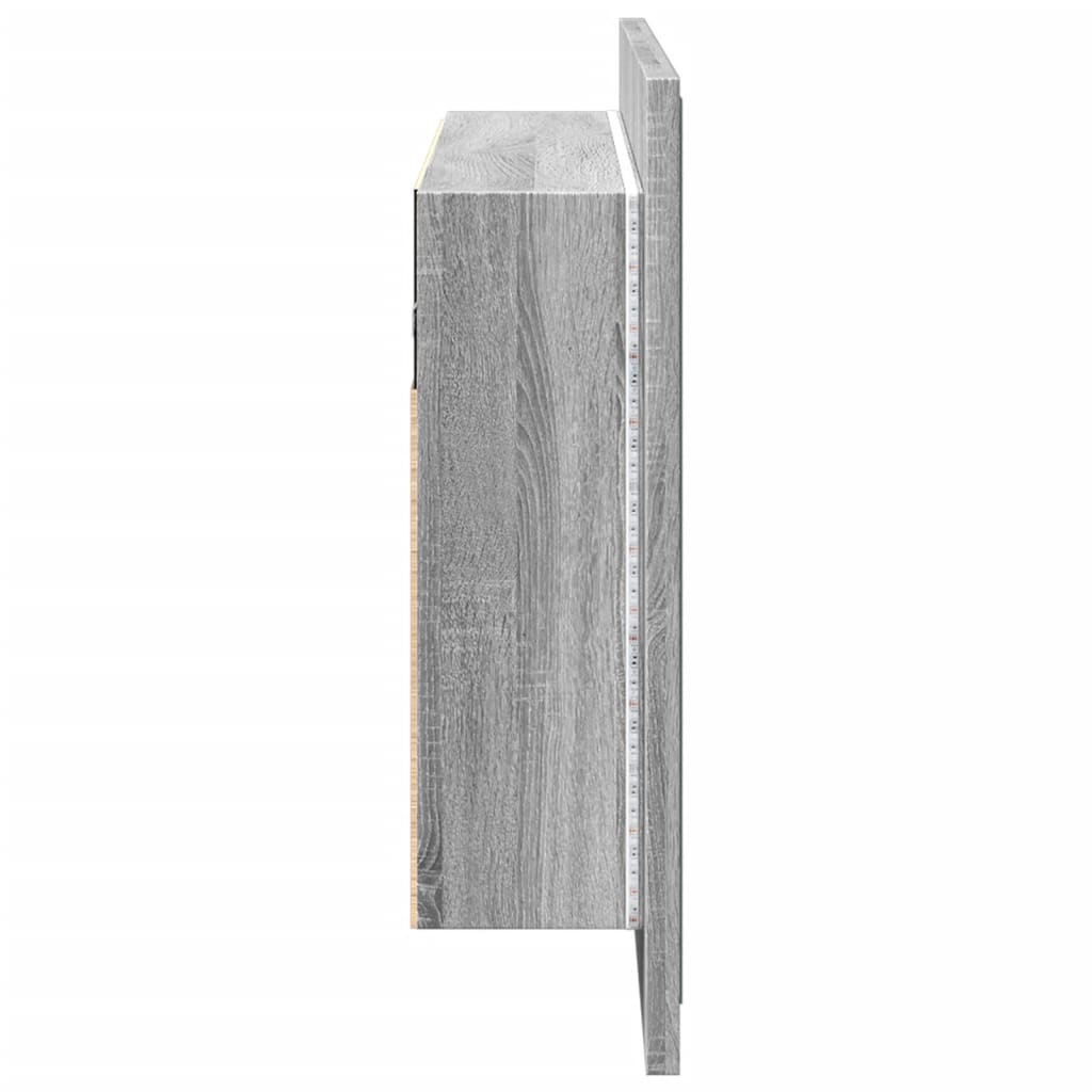 LED-Spiegelschrank Grau Sonoma 90x12x45 cm Acryl