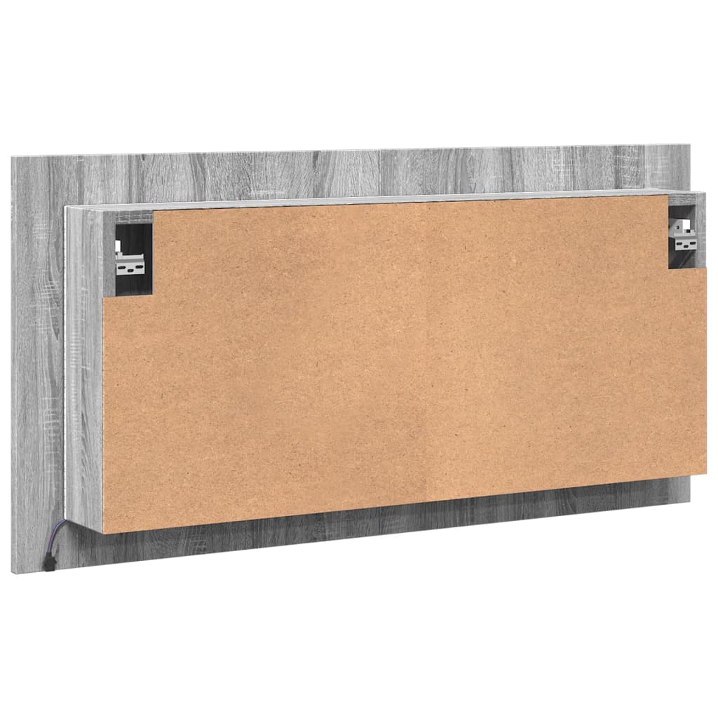 LED-Spiegelschrank Grau Sonoma 90x12x45 cm Acryl