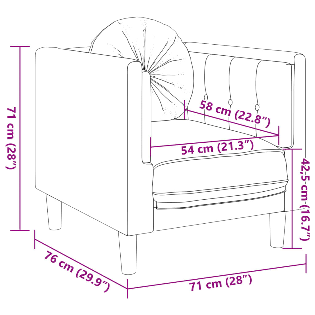 3-tlg. Sofagarnitur mit Kissen Braun Samt