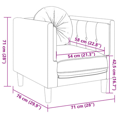 3-tlg. Sofagarnitur mit Kissen Braun Samt