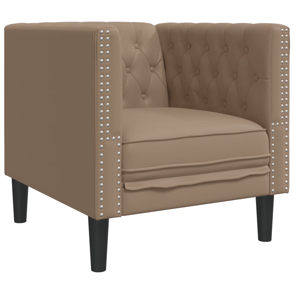 3-tlg. Chesterfield-Sofa-Set Cappuccino Kunstleder