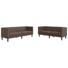 2-tlg. Chesterfield-Sofa-Set Braun Kunstleder