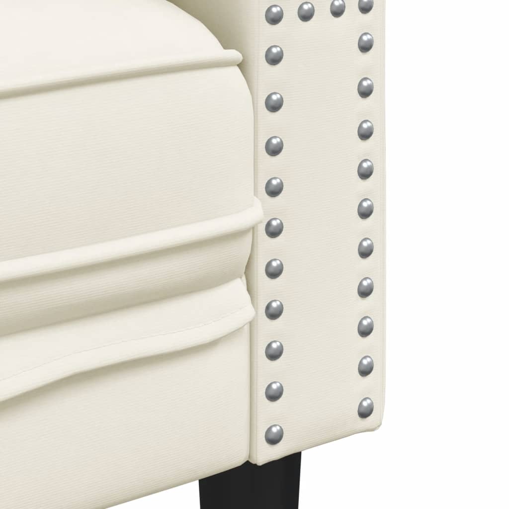 2-tlg. Chesterfield-Sofa-Set mit Nackenrollen Creme Samt