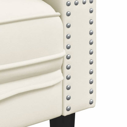 2-tlg. Chesterfield-Sofa-Set mit Nackenrollen Creme Samt