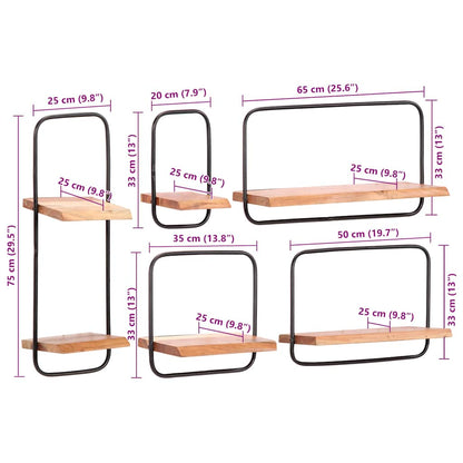 Wandregale 5 Stk. Massivholz Akazie