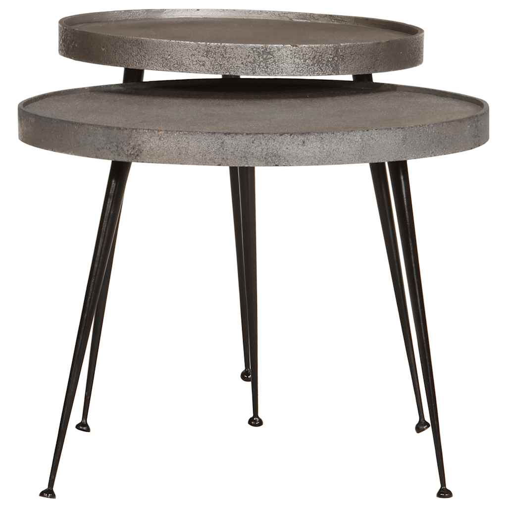 Couchtisch 2 Stk. Silbern Holzwerkstoff silver,black