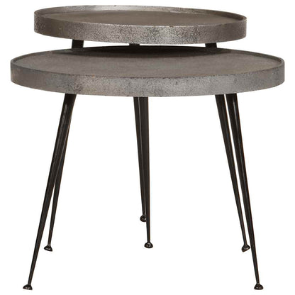 Couchtisch 2 Stk. Silbern Holzwerkstoff silver,black