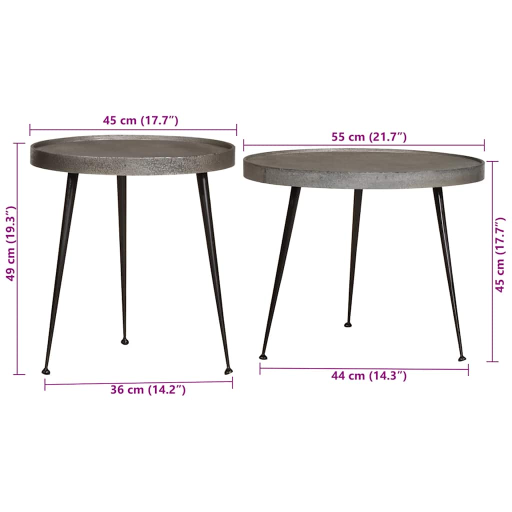 Couchtisch 2 Stk. Silbern Holzwerkstoff silver,black