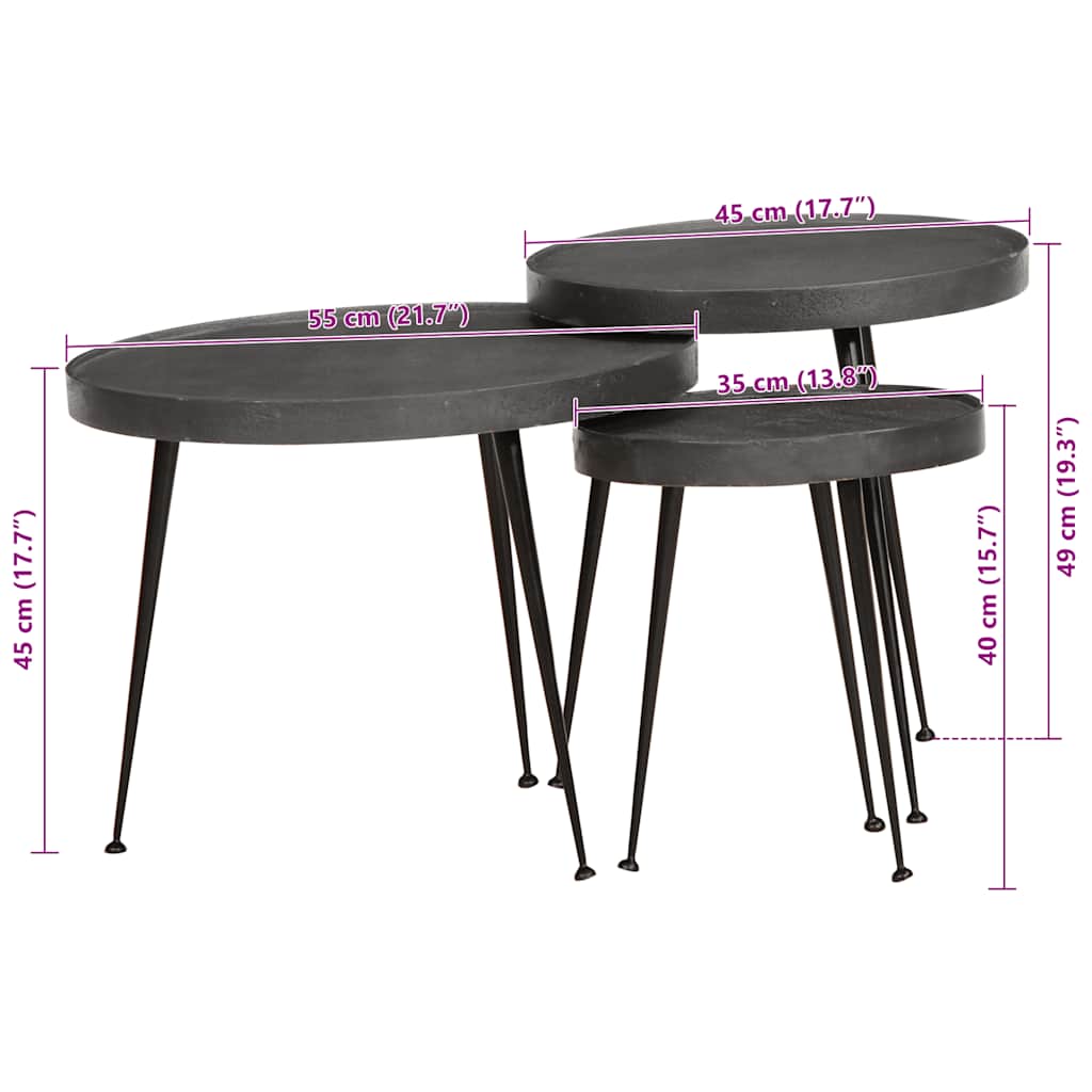 Couchtisch 3 Stk. Schwarz Holzwerkstoff