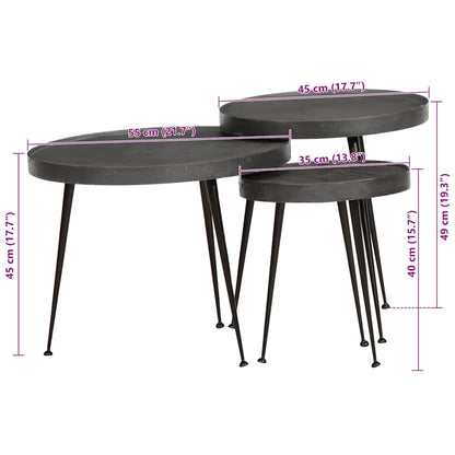 Couchtisch 3 Stk. Schwarz Holzwerkstoff