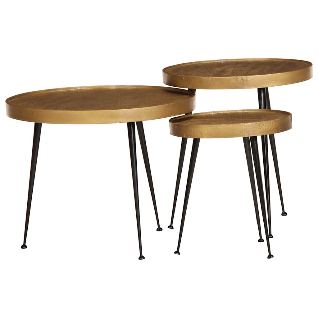 Couchtisch 3 Stk. Golden Holzwerkstoff golden, black