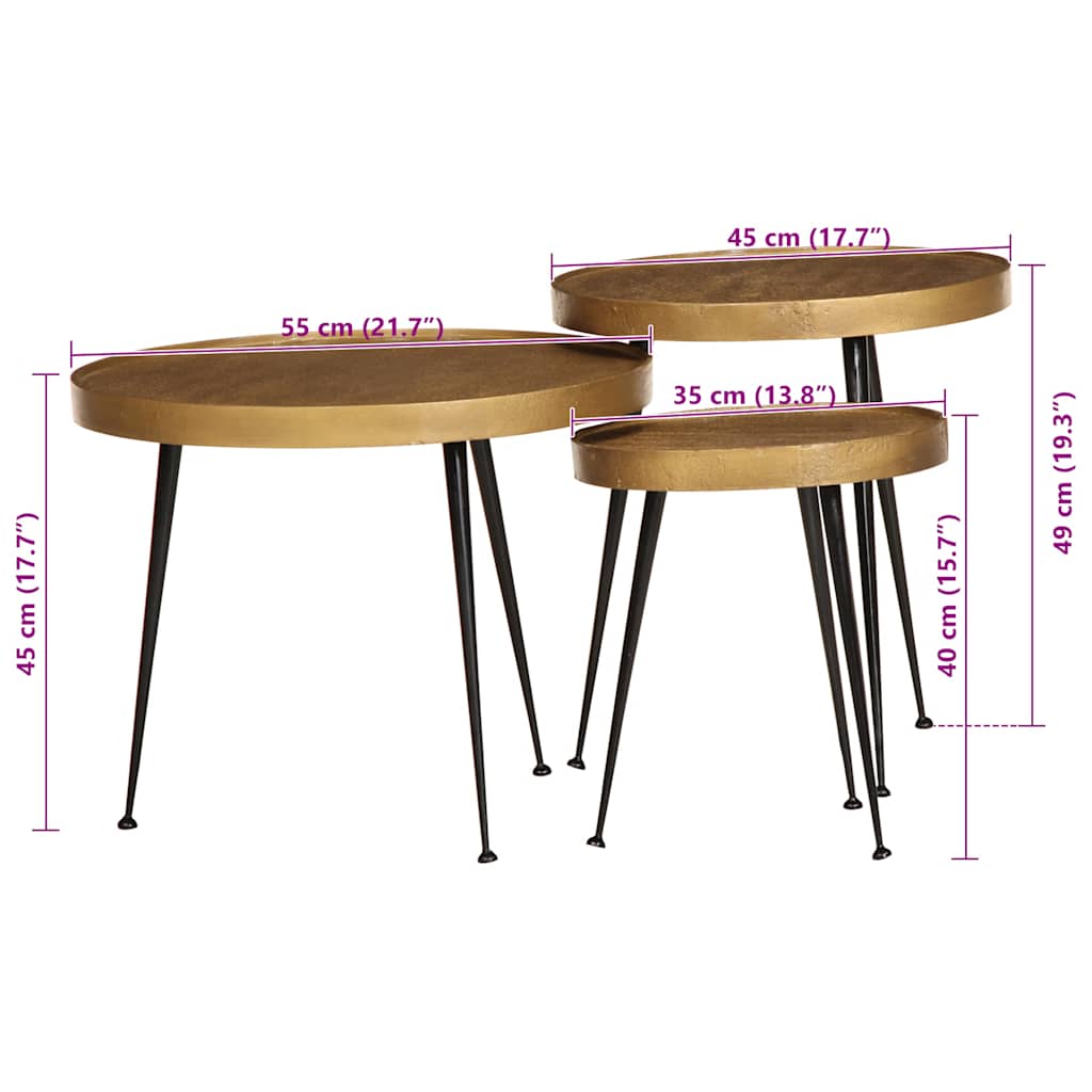 Couchtisch 3 Stk. Golden Holzwerkstoff golden, black