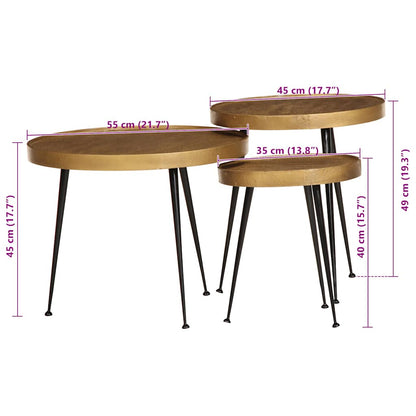 Couchtisch 3 Stk. Golden Holzwerkstoff golden, black