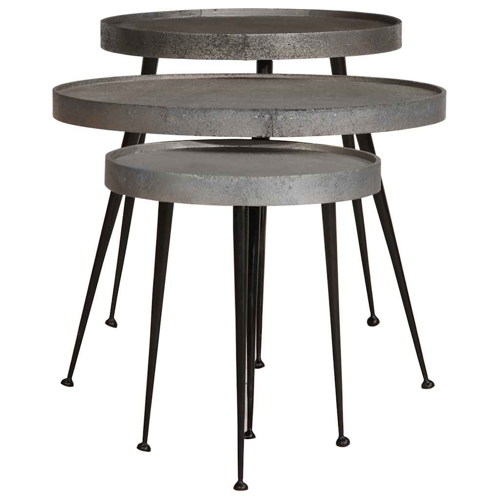 Couchtisch 3 Stk. Silbern Holzwerkstoff silver, black