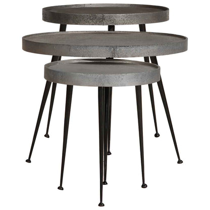 Couchtisch 3 Stk. Silbern Holzwerkstoff silver, black