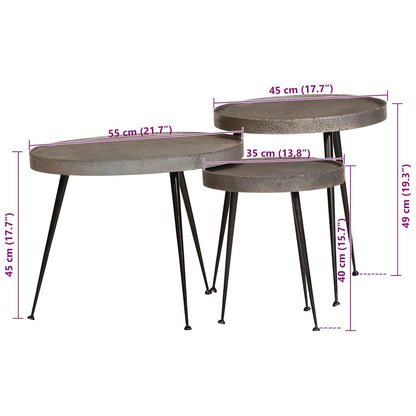 Couchtisch 3 Stk. Silbern Holzwerkstoff silver, black