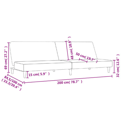 Schlafsofa 2-Sitzer Creme Stoff