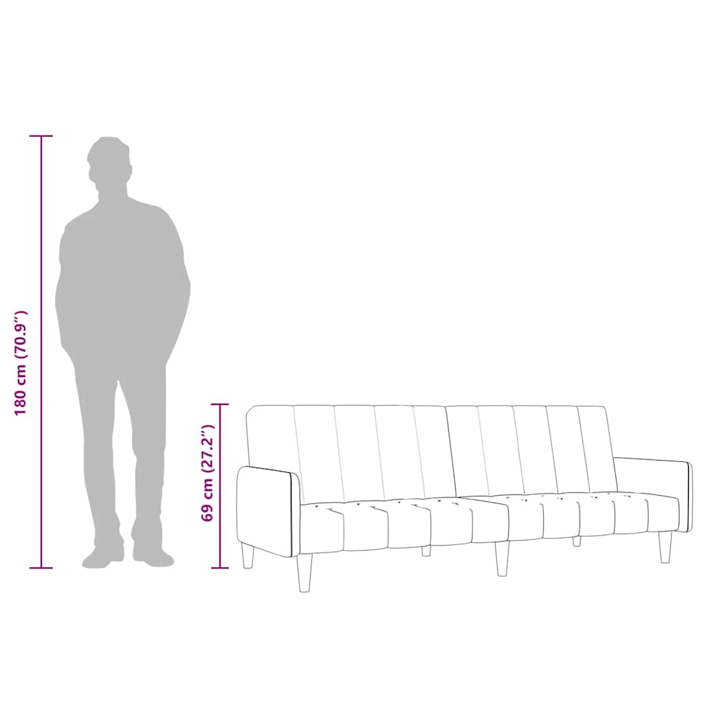 Schlafsofa 2-Sitzer Hellgrau Samt