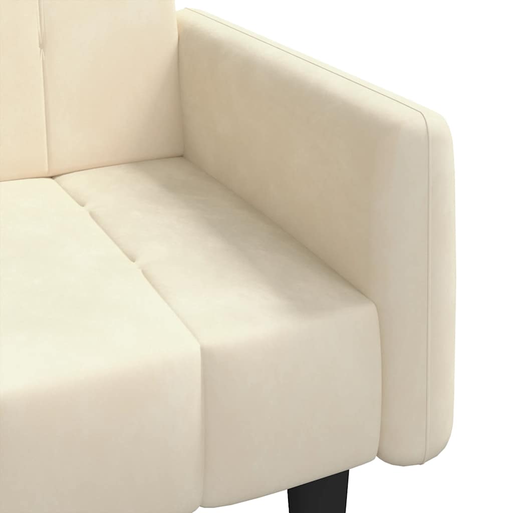 Schlafsofa 2-Sitzer Creme Samt