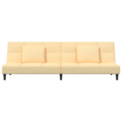 Schlafsofa 2-Sitzer mit 2 Kissen Creme Samt