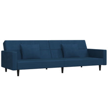 Schlafsofa 2-Sitzer mit 2 Kissen Blau Samt