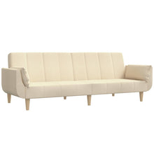 Schlafsofa 2-Sitzer mit 2 Kissen Creme Stoff