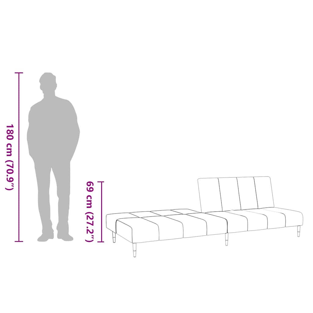 Schlafsofa 2-Sitzer Hellgrau Samt