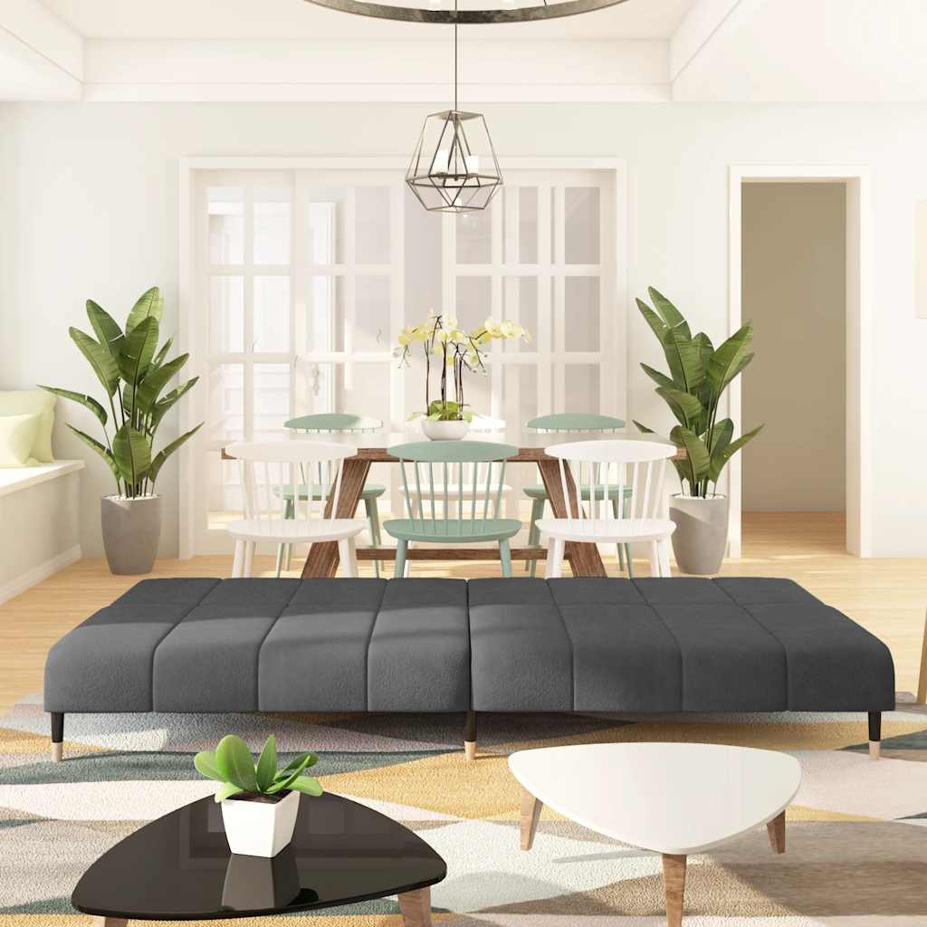 Schlafsofa 2-Sitzer Dunkelgrau Samt