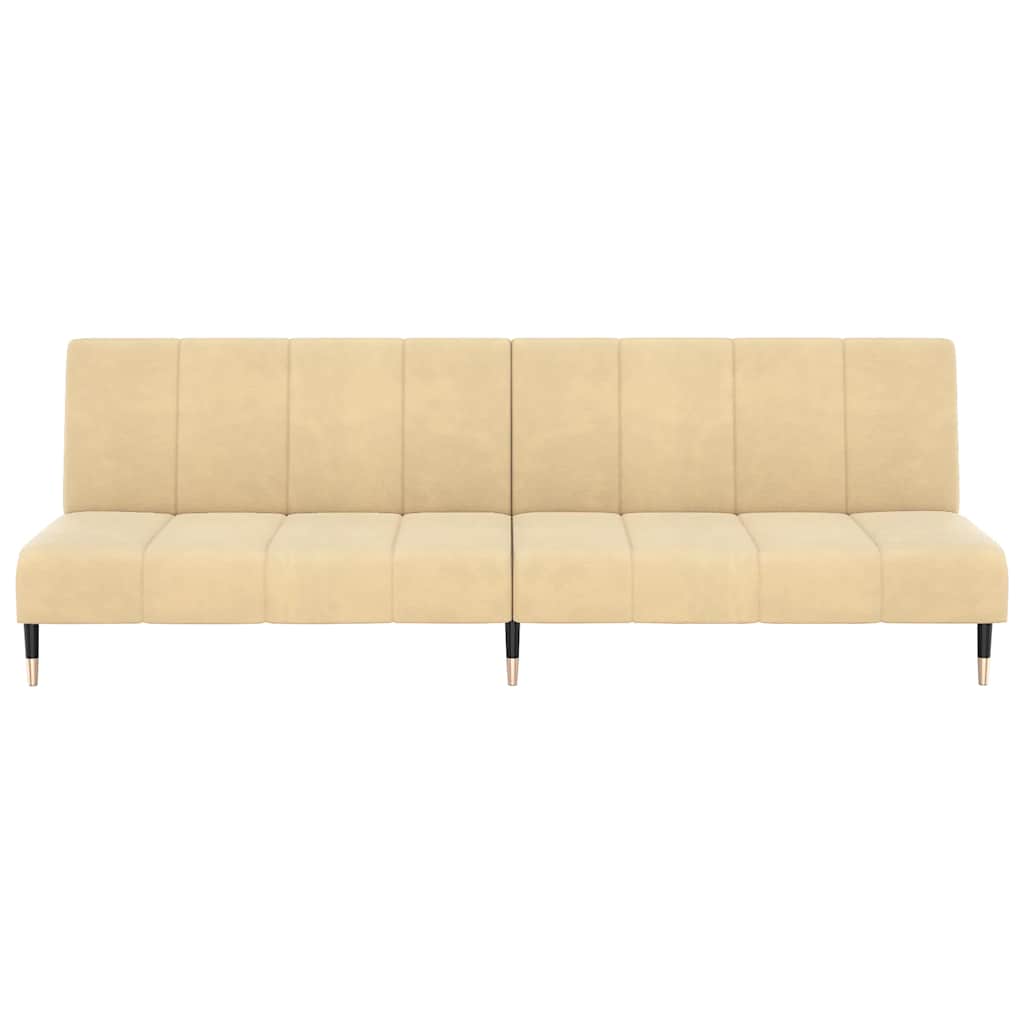 Schlafsofa 2-Sitzer Creme Samt