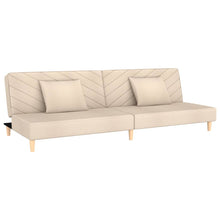Schlafsofa 2-Sitzer mit 2 Kissen Creme Stoff