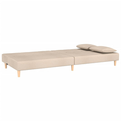 Schlafsofa 2-Sitzer mit 2 Kissen Creme Stoff