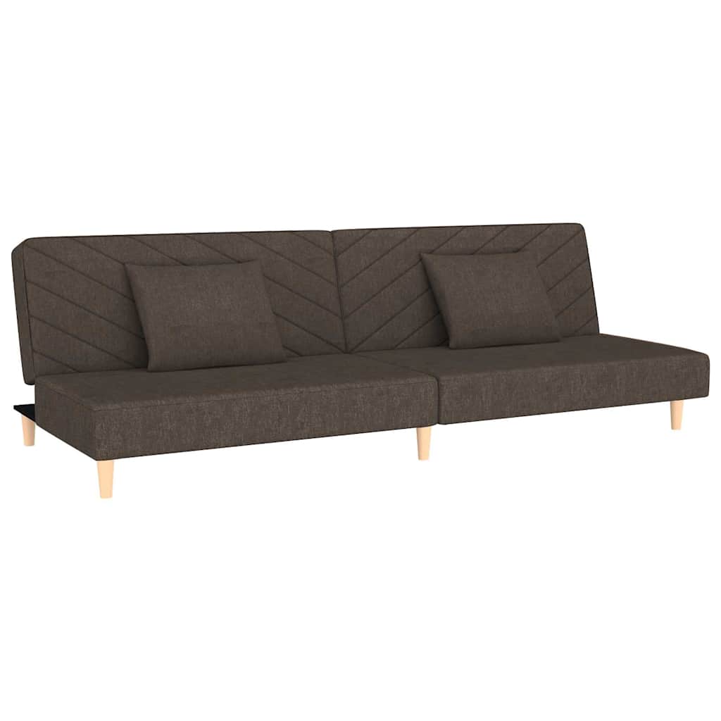 Schlafsofa 2-Sitzer mit 2 Kissen Braun Stoff