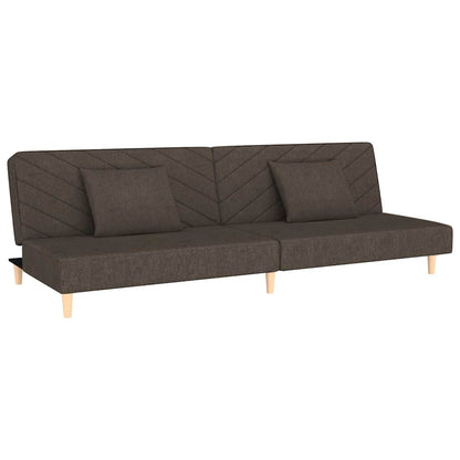Schlafsofa 2-Sitzer mit 2 Kissen Braun Stoff