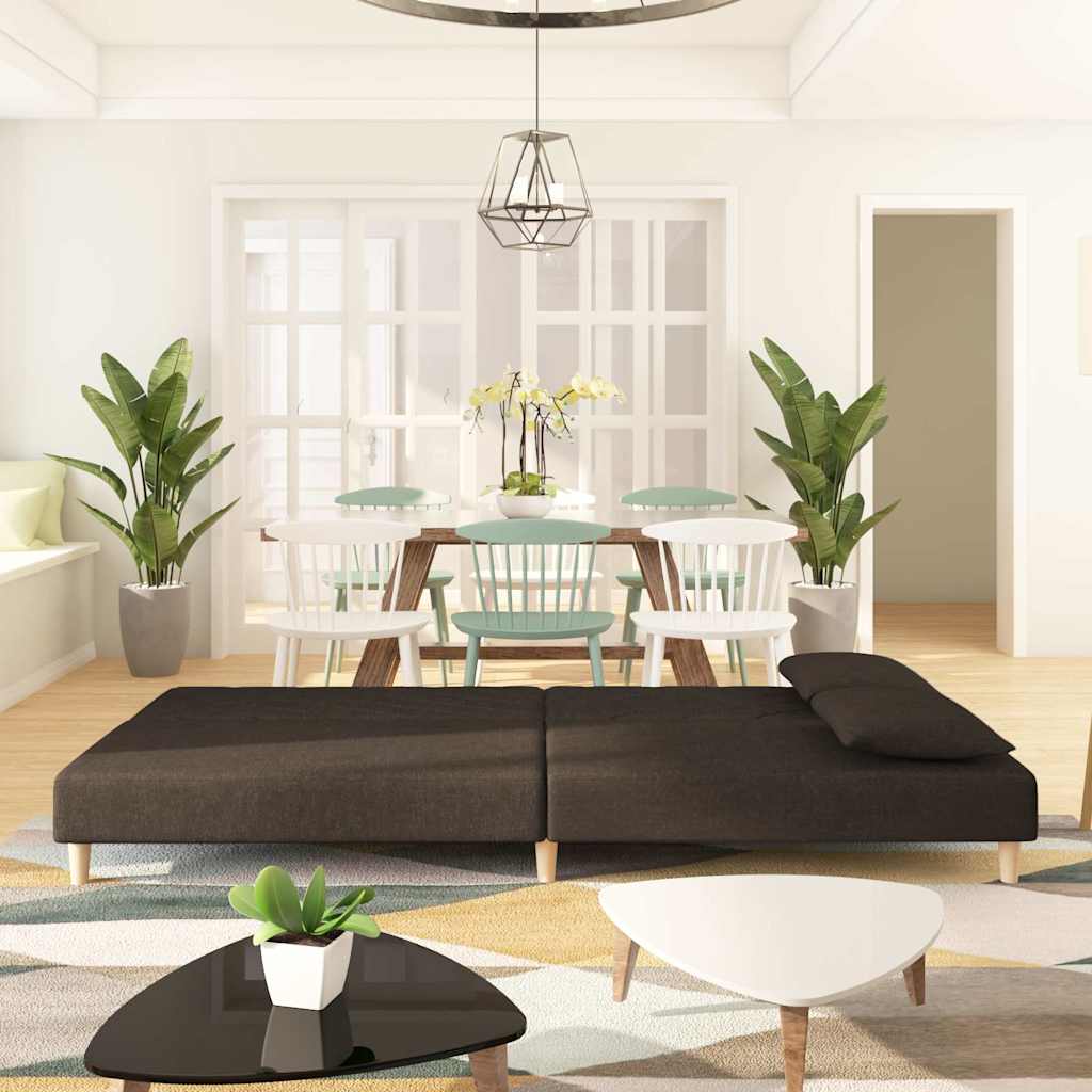 Schlafsofa 2-Sitzer mit 2 Kissen Braun Stoff